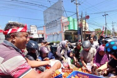 petani tomat jembar bagkan tomat disekitar kantor DPRD anggota dewan hanya ikut prihatin