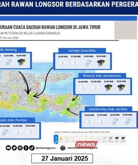 BPBD Peringatkan Ledokombo Jember Potensi Tanah Longsor 2 Peta rawan longsor di Jatim