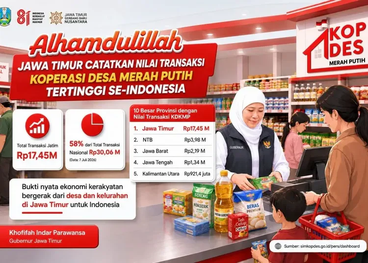 Nilai Transaksi Kopdes Merah Putih Jatim Tertinggi Nasional, Capai Rp17,45 Miliar 1 nilai transaksi kdkmp jatim tertinggi nasional 750x536 1